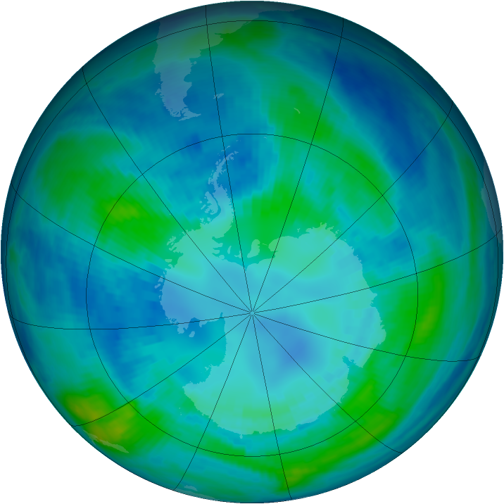 Antarctic ozone map for 17 April 1999